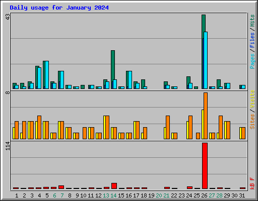 Daily usage for January 2024