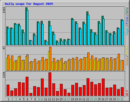 Daily usage for August 2025
